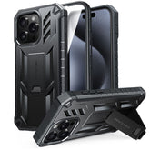 iPhone 15-Pro-Max Case: Military Grade Rugged Cell Phone Cover with Built-in Screen Protector and Kickstand